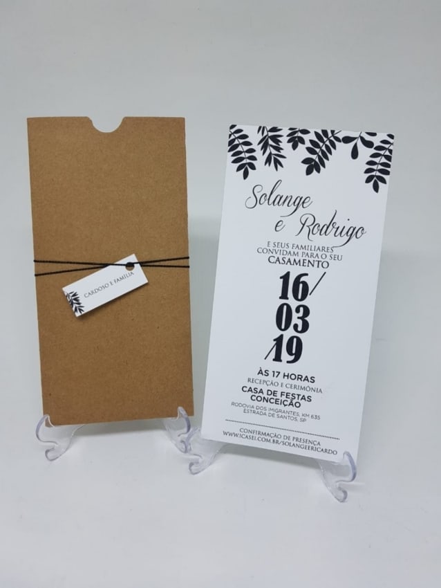 convite de casamento minimalista em preto e branco