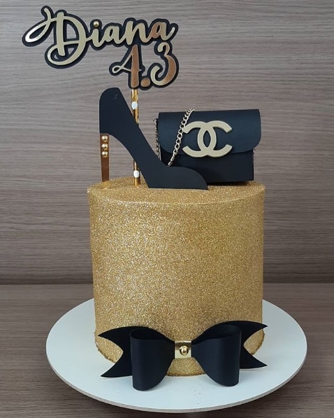 bolo de glitter dourado