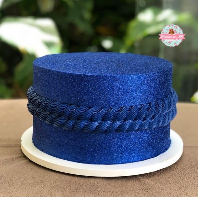 bolo de glitter azul escuro