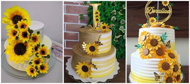 ideias para bolo girassol de 2 andares