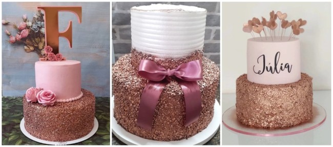 bolo de 2 andares rose gold