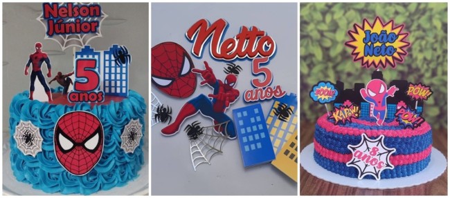modelos de topo de bolo de papel do Homem Aranha
