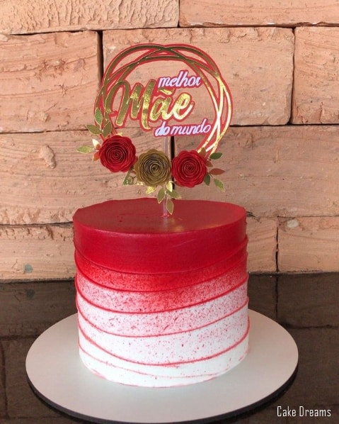 bolo vermelho com topo melhor mae do mundo