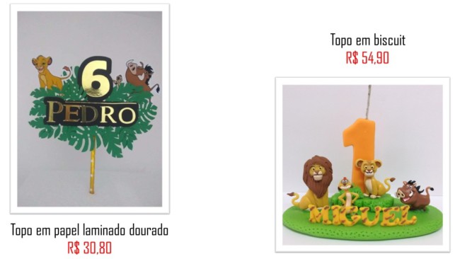 modelos e precos de topo de bolo Rei Leao