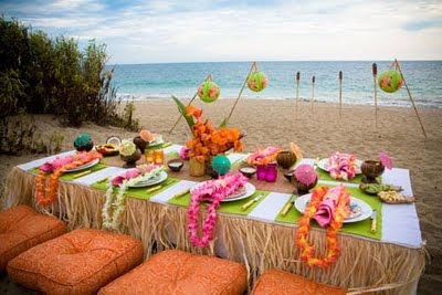 festa havaiana na praia