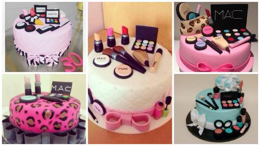 bolo decorado feminino Maquiagem  Bolos de maquiagem, Bolos de aniversário  de maquiagem, Bolos decorados com chantilly