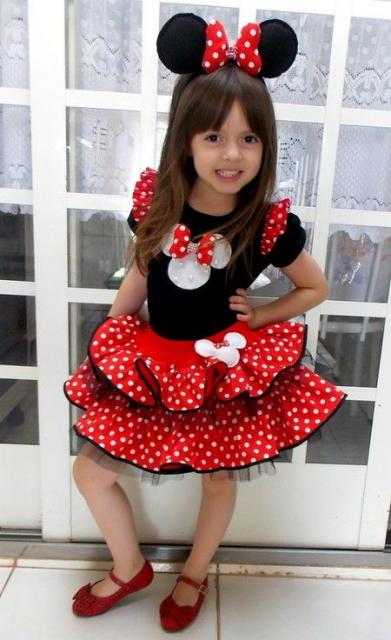 fantasia da Minnie infantil de vestido vermelho e preto