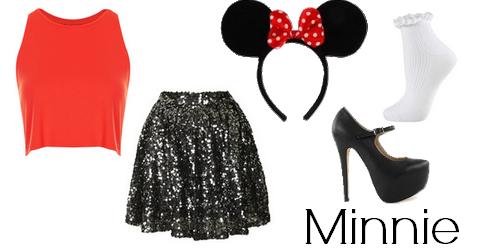 fantasia da Minnie improvisada com saia de paetê