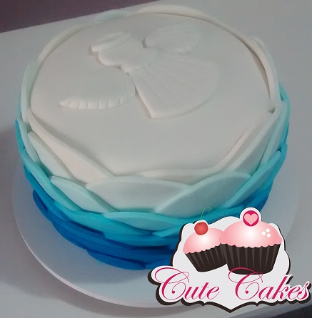 bolo de batizado simples em azul 