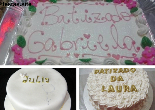 bolos de batismo com nome de batizada