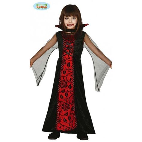 fantasia de vampira infantil de vestido longo com mangas pretas longas e transparentes