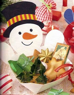 porta-doces de EVA com decoração de boneco de neve