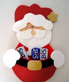 papai noel de EVA com bolsinha para doces