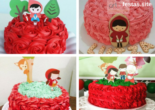 bolos chapeuzinho vermelho de glacê