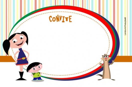 convite Show da Luna com estampa de listras