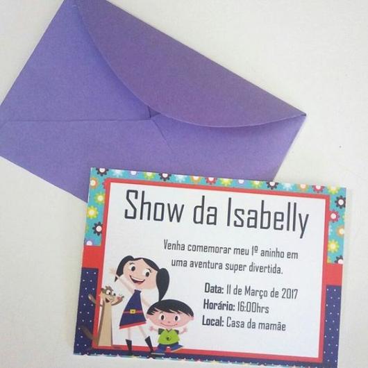 convite show da Luna com envelope roxo