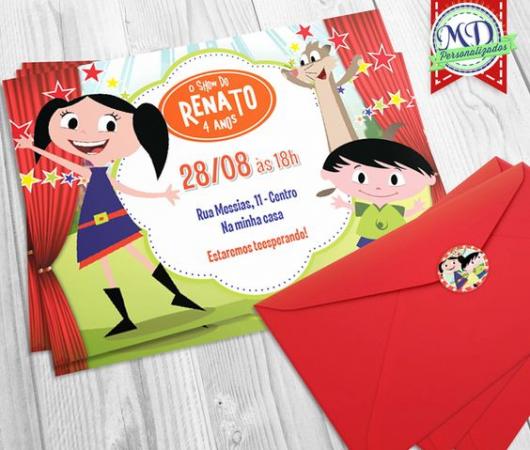 convite show da Luna com envelope vermelho