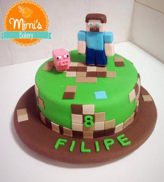 bolo tema Minecraft com topo #bolostrmaticos #minecraft