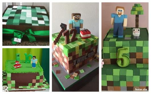 Bolo de Leite Ninho: Bolo Minecraft quadrado com TNT de Leite Ninho