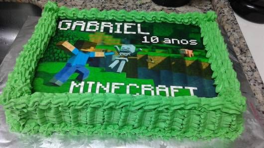 Bolo de Pasta de Chocolate: Bolo Minecraft quadrado em verde claro