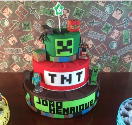 NAF KIDS BOLOS DECORADOS: Bolo decorado Chantilly Minecraft