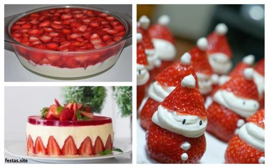 doces com morangos