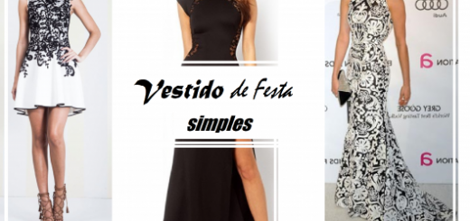 Montagem com modelos de vestidos simples nas cores preto, e preto com branco longo e curto.