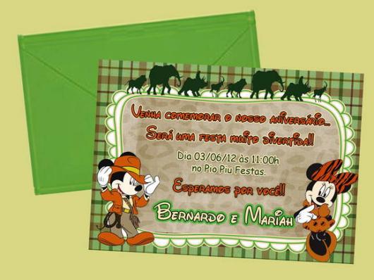 Convites safari Mickey e Minnie