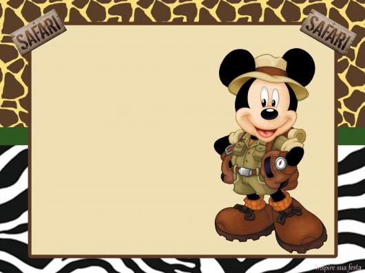Convites safari Mickey para imprimir