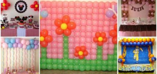 montagem de diferentes decorações com balões