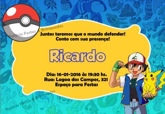 Convite online do pikachu edite grátis