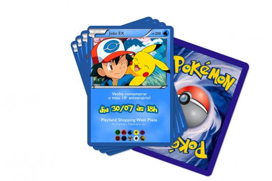 Convites Pokémon card azul