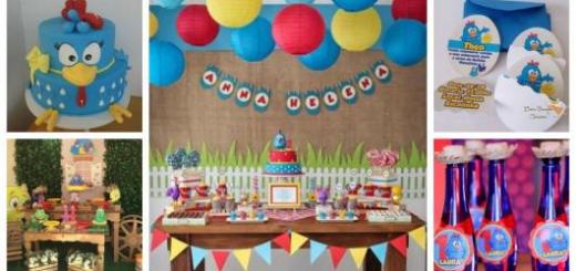 Montagem com tipos de decoração, bolo, e convite.