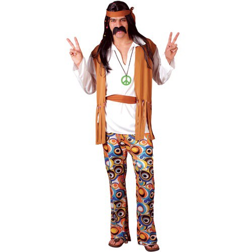Fantasia anos 80 Hippie masculina cor de terra