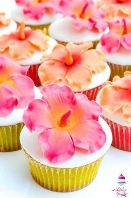 Flor comestível natural para enfeitar Cupcake Moana 
