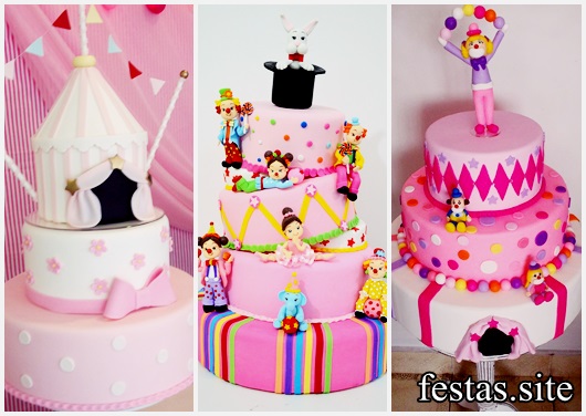 Bolo Circo rosa modelos