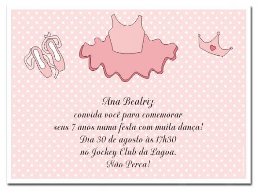 Convites bailarina cartão rosa