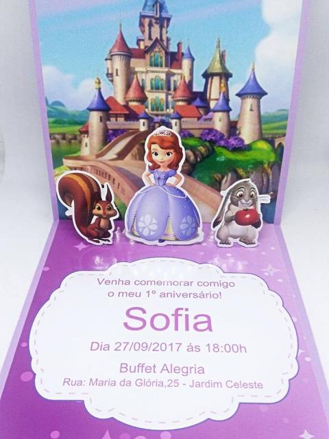 Convites Princesa Sofia 3D sofia no castelo