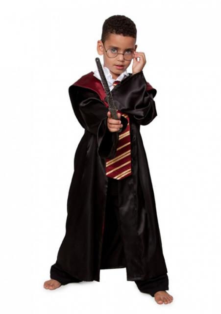 Fantasia Harry Potter infantil masculino capa com varinha