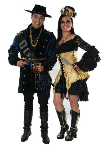 Fantasia para Casal pirata preta e douradad