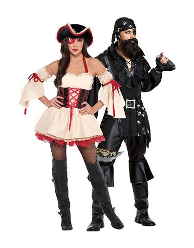 Fantasia para Casal pirata preta e rosa