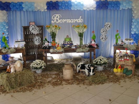 Festa Fazendinha azul rústica