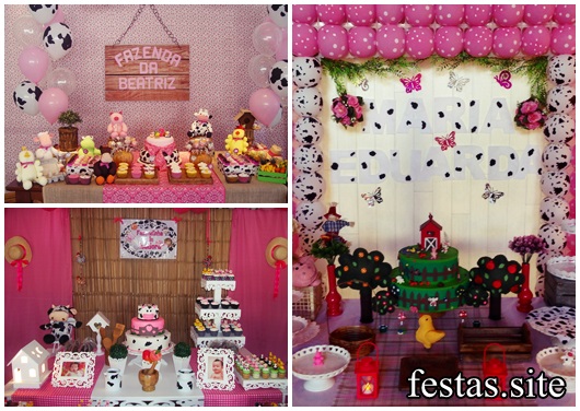 Festa Fazendinha modelos de decoração rosa