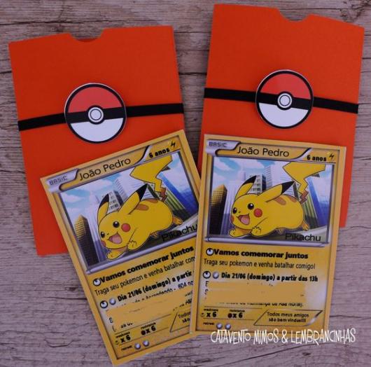 convite para festa Pokémon card