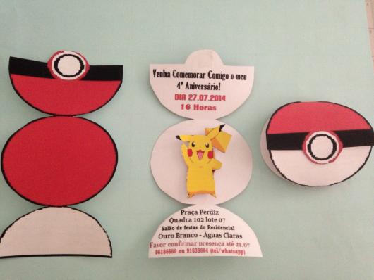 convite para festa Pokémon pokebola