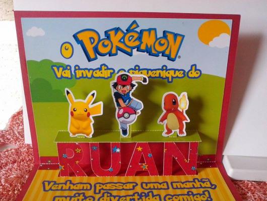 convite para festa Pokémon auto relevo