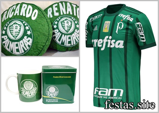 Presentes Personalizados Palmeiras camiseta caneca e almofada