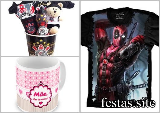Presentes Personalizados camisera Deadpool kit Corinthians e caneca rosa mãe