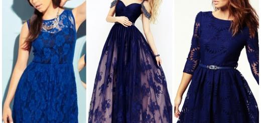 Vestido de Formatura Azul escuro modelos com renda