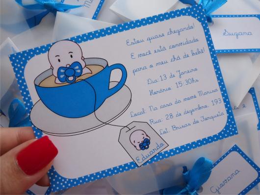Convites de Chá de Bebê azul